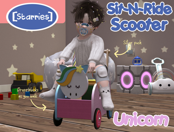 [Starries] Sit-N-Ride Scooter - Unicorn