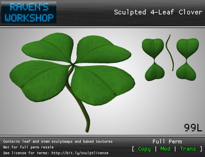 [RW] Sculpted 4-Leaf Clover [ Full Perm ]