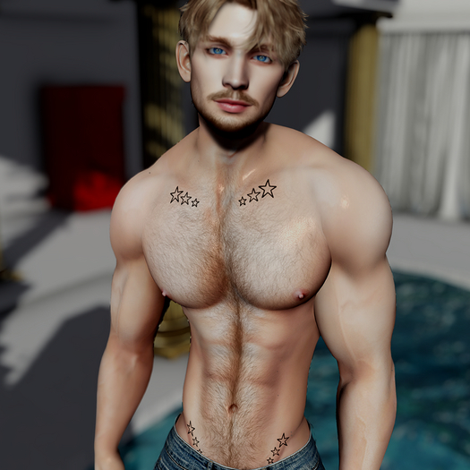 Men's Triple Star Tattoo Full Set Fatpack - BoM Layer