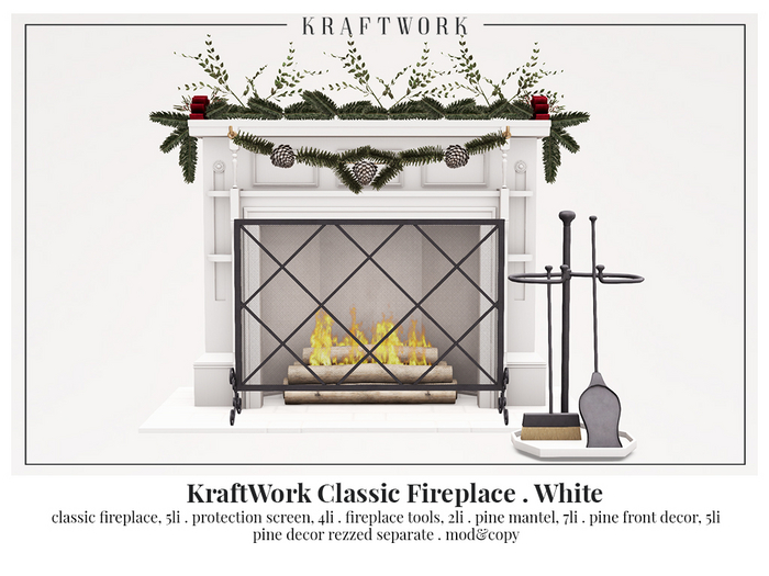 KraftWork Classic Fireplace . White (Add Me)