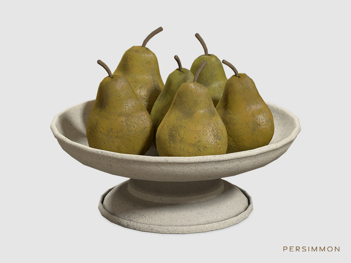 Persimmon Pears in Bowl - Plaster
