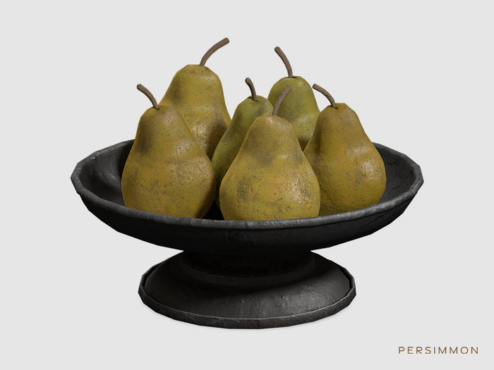 Persimmon Pears in Bowl - Iron