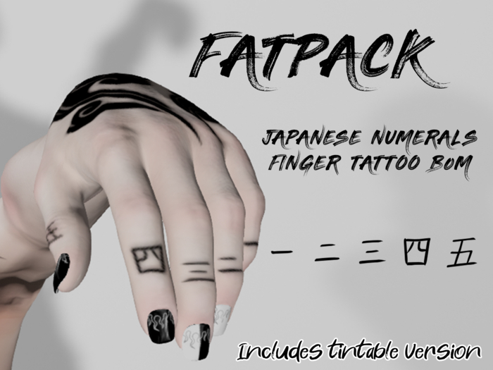 Japanese BoM Numerals Finger Tattoo FATPACK