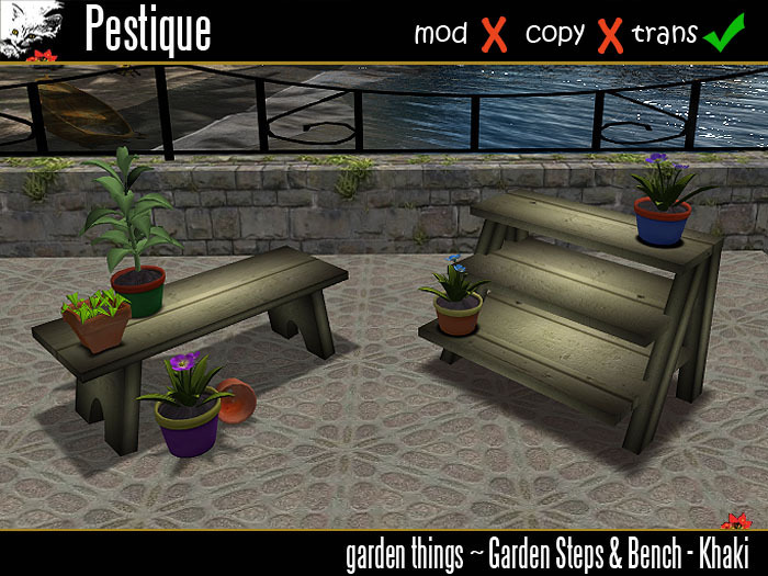 Garden Steps & Bench - Khaki