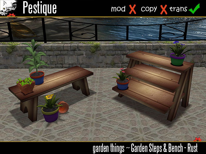 Garden Steps & Bench - Rust