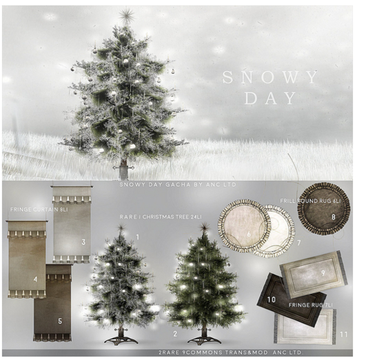 {anc} snowy day / frill round rug 6Li (brown)