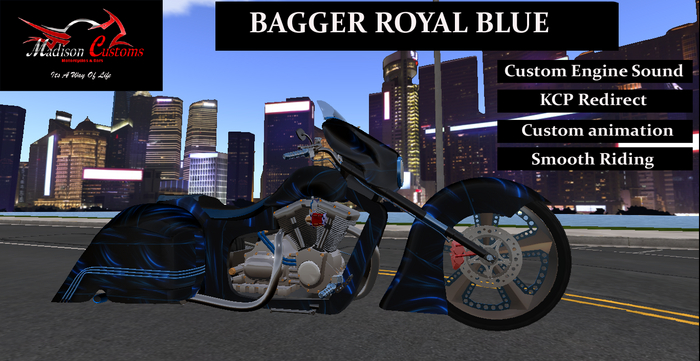 Motorcycle Bagger Royal Blue