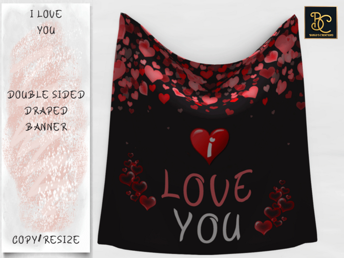 BMC3761 - I LOVE YOU - DOUBLE SIDED DRAPED BANNER - TOUCH TO RESIZE