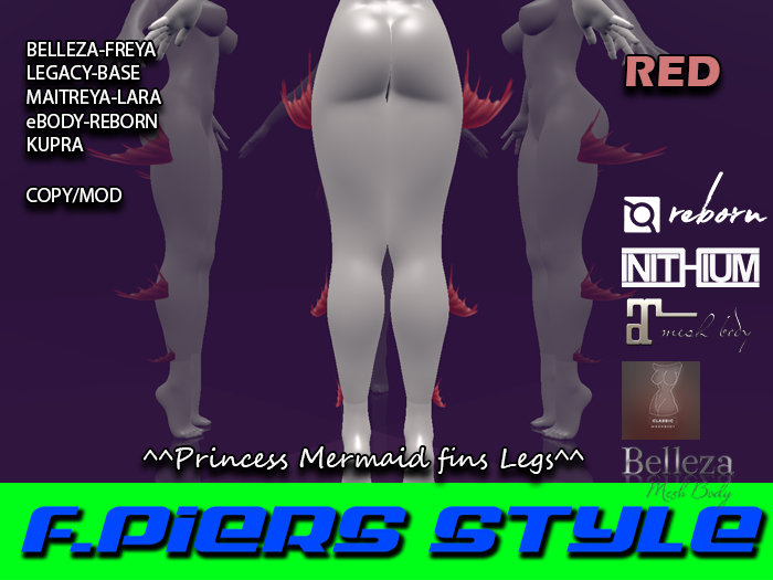 ^^Princess Mermaid Fins Legs (RED)^^F.Piers Style