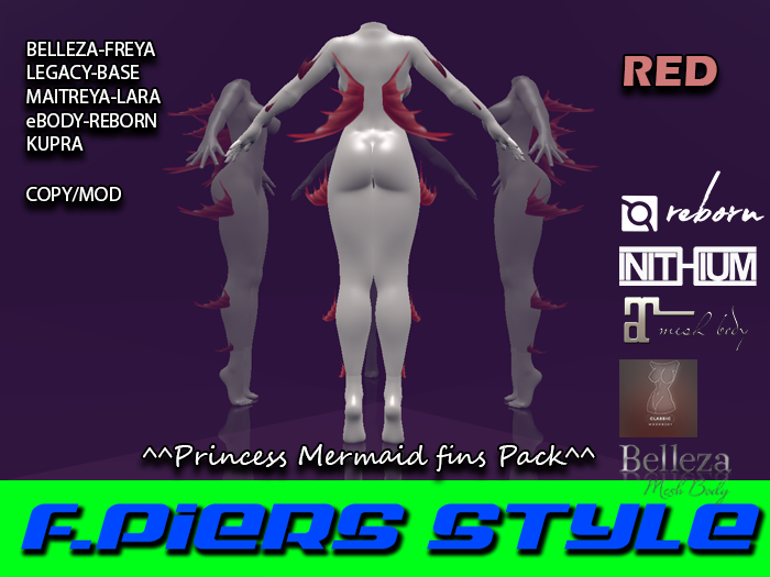 ^^Princess Mermaid Fins Pack (RED)^^F.Piers Style