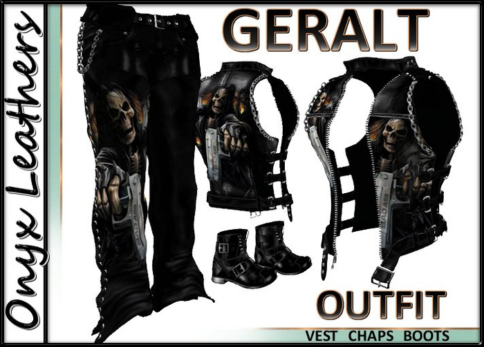 GERALT Reaper vest chaps boots outfit 