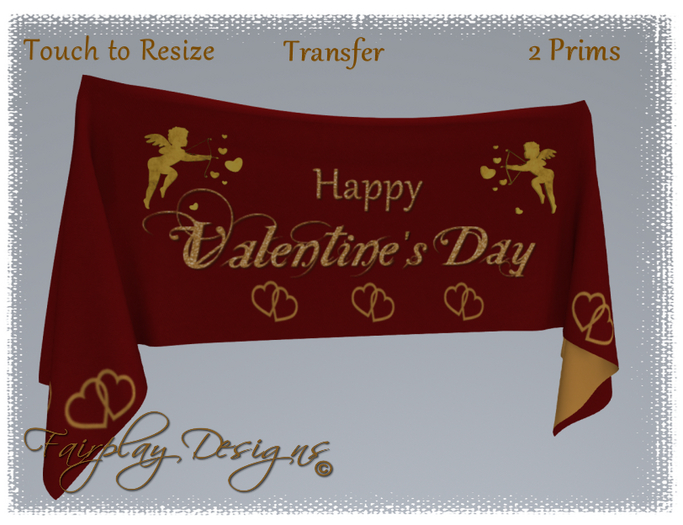 ~R~Happy Valentine's Day Cupid Draped Banner