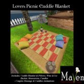 Lovers Picnic Animated Cuddle Blanket Set W. Wine, Strawberries & Candles