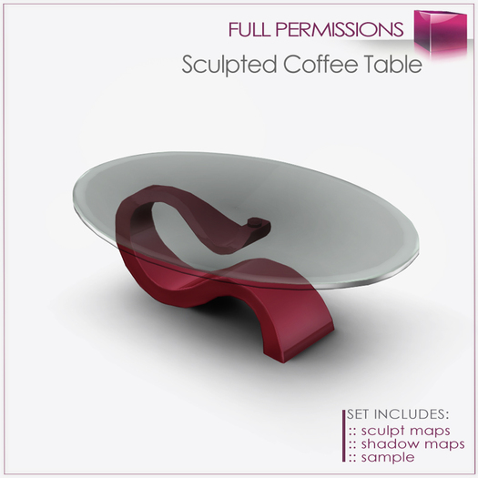 Full Perm SCULPTED MODERN COFFEE TABLE Builder's Kit Set Full Perm