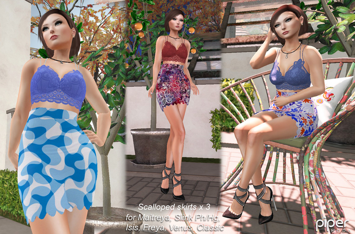 Piper Moda scalloped skirts 3-pack_Maitreya, Slink, Belleza, Ocacin, TMP, eBody, Classic S/M/L