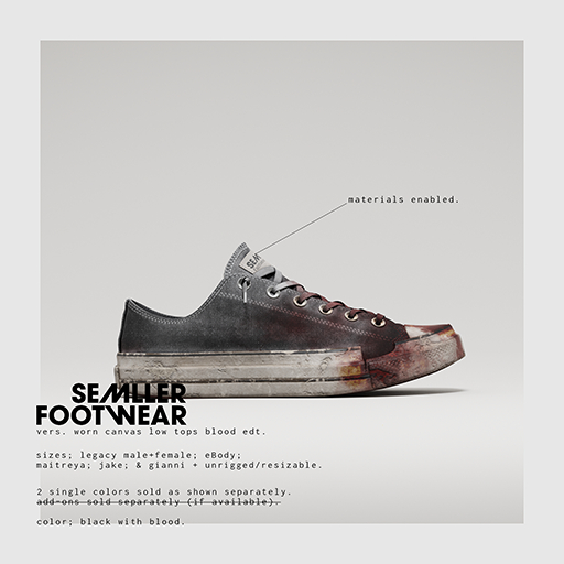 Semller - Worn Canvas Low Tops Blood Edt. Black (add)