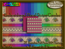 Embroidered Floral Stripe Combo Seamless Texture Set