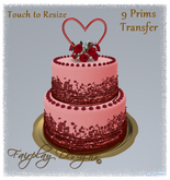 ~R~Two Tier Valentine's Day Cake with Red Roses