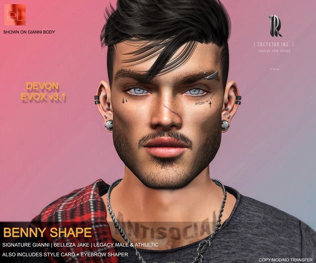 { Treystar Inc. } - Lelutka Devon EvoX shape Benny