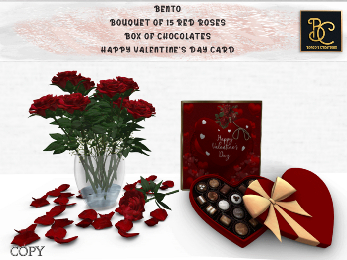 BMC3775 - BENTO -  HAPPY VALENTINE'S DAY ROSES, CHOCOLATES & CARD - SPECIAL PRICE