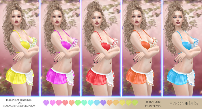 Maid costume Full Perm Color & Hearts Texture
