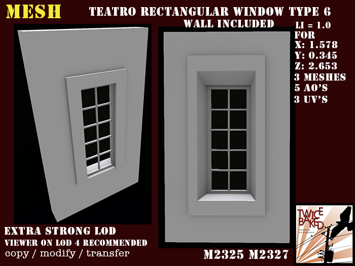 "TB" Teatro Rectangular window type 6 M2325 M2327