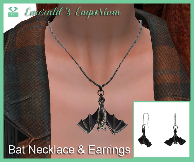 Bat Necklace & Earrings Set 