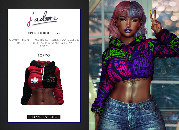 [J'Adore] Cropped Hoodie V2 - Tokyo