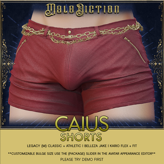 .Malediction. Caius Shorts {Cotton Burgundy}
