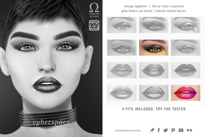 alaskametro<3 "Cyberspace" makeup set TESTER | EvoX BOM | Bakes-on-Mesh/Classic | OMEGA applier