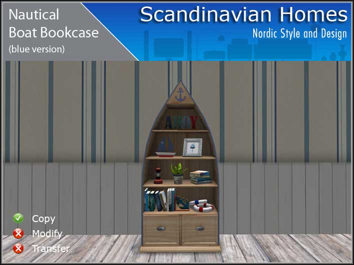 Nautical Boat Bookcase (blue version)