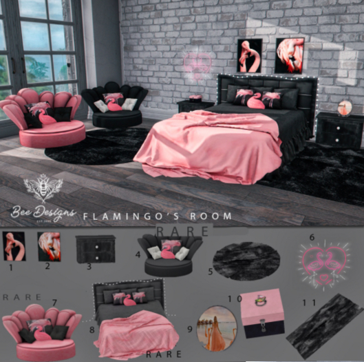 07 Bee Designs Flamingo's Room RARE