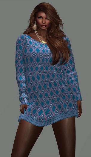 Blue Diamond Knit Dress MAITREYA