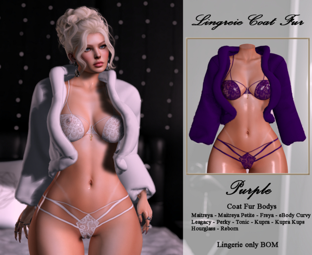 [LS] LINGERIE COAT FUR PURPLE