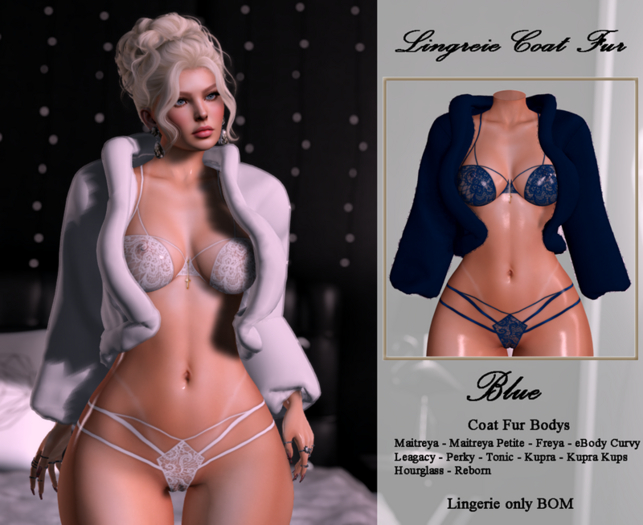 [LS] LINGERIE COAT FUR BLUE