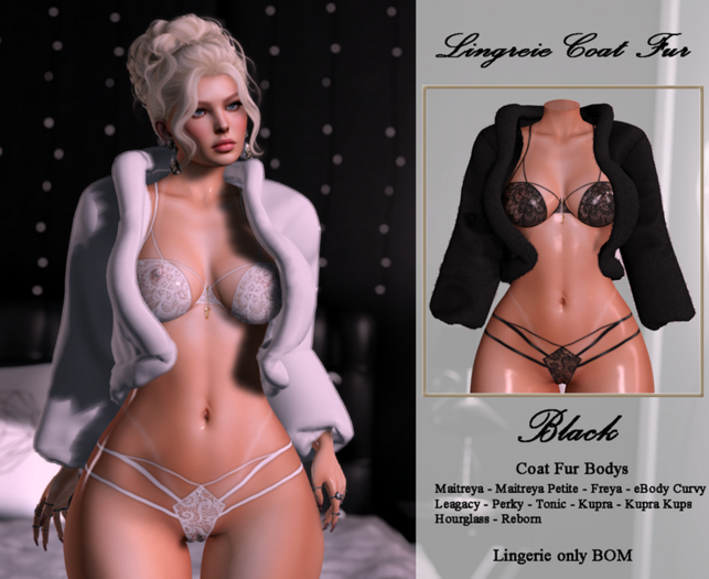 [LS] LINGERIE COAT FUR BLACK