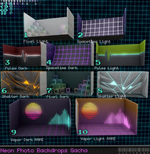 10. #hashbang! - Neon Photo Backdrop Gacha - Vapor Light RARE