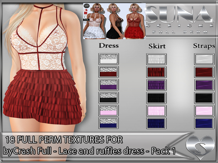 SD-byCrash-Lace and ruffles dress-Pack 1-ONLY TEXTURES PACK
