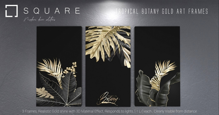 [ SQUARE ] - Tropical Botany Gold Art Frames 