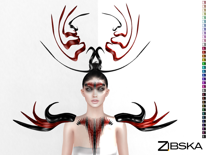 Zibska ~ Verad color change headpiece, shoulders, brow and chest adornment
