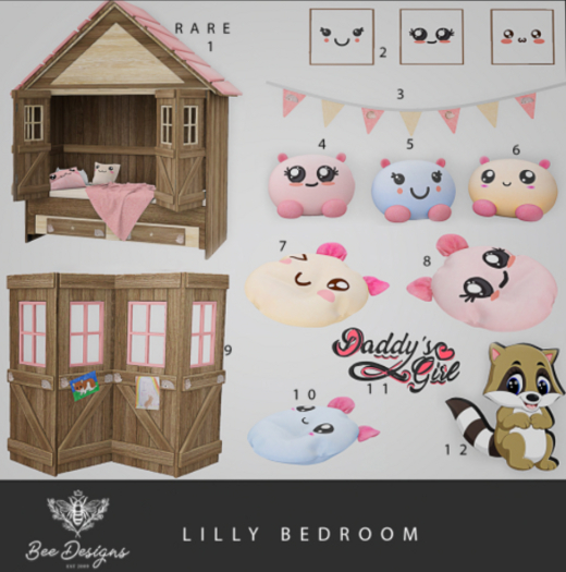 01 Bee Designs Lilly Bedroom  RARE