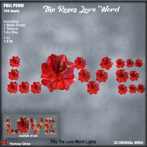 FULL PERM Mesh The Roses Love Word