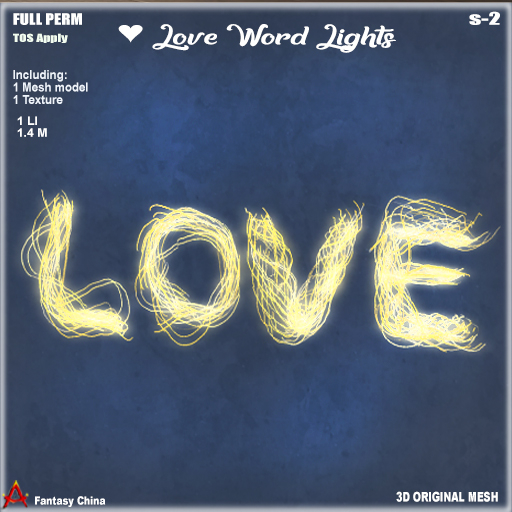 FULL PERM Valentine -  Love Word Lights