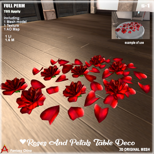 Full Perm Roses And Petals Table Deco