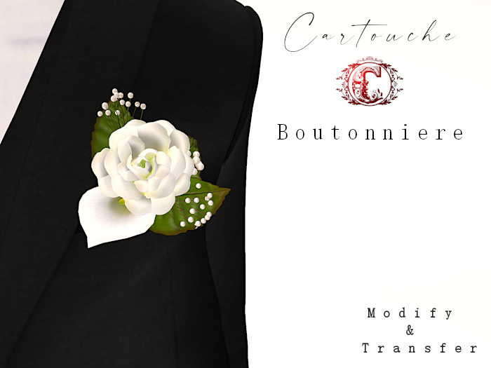!C! White Rose Arum & aspergus Boutonniere