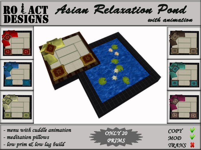 ..::RO!ACT::..DESIGNS Asian Relaxation Pond Gold & Burgundy With Animation