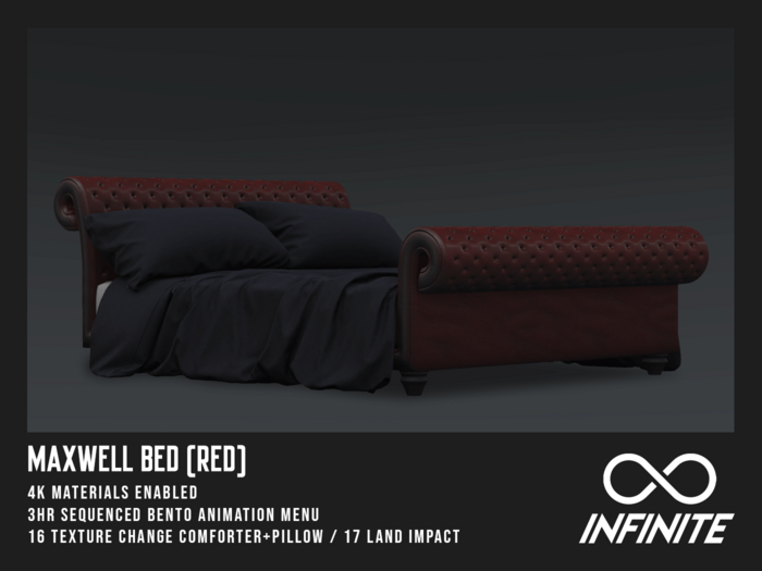 Second Life Marketplace Infinite Maxwell Bed (PG) *Red