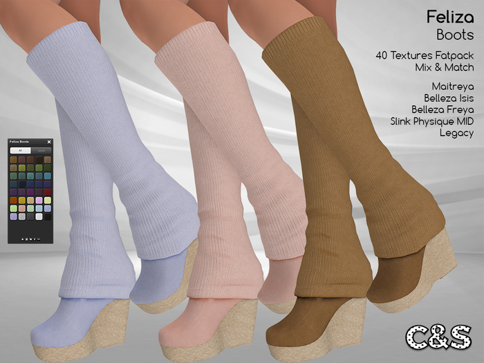 C&S Feliza Boots for Maitreya Lara, Slink, Belleza, Kupra and Legacy. 40 Text