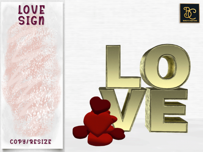 Second Life Marketplace - BMC3789 - LOVE SIGN WITH A PILE OF LOVE ...
