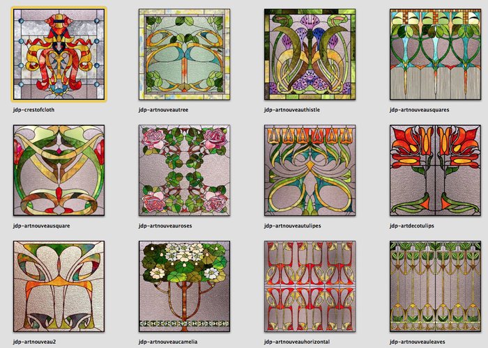 Stained Glass, arte nouveaux, 12 windows textures